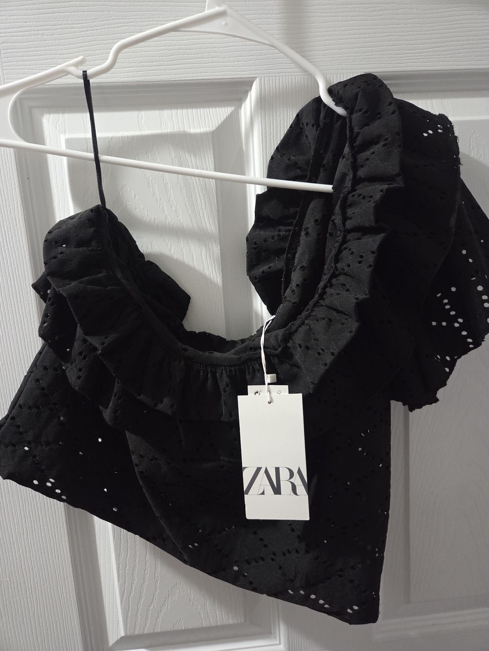 Zara Black Eyelet Ruffle Camisole